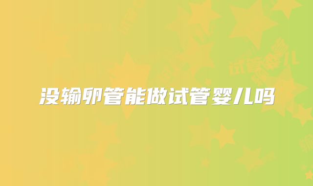 没输卵管能做试管婴儿吗
