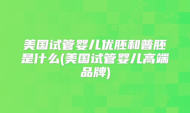 美国试管婴儿优胚和普胚是什么(美国试管婴儿高端品牌)
