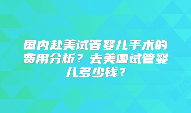 国内赴美试管婴儿手术的费用分析?去美国试管婴儿多少钱?