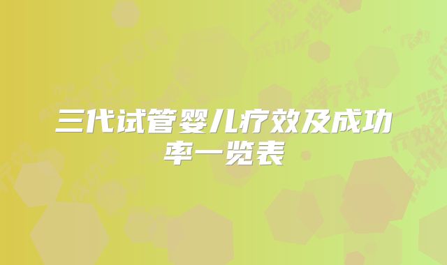 三代试管婴儿疗效及成功率一览表