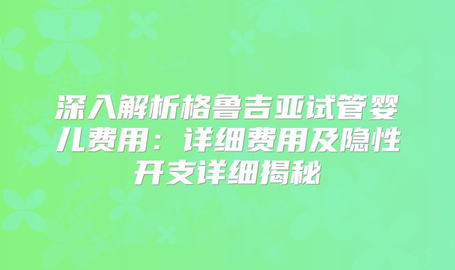 深入解析格鲁吉亚试管婴儿费用:详细费用及隐性开支详细揭秘
