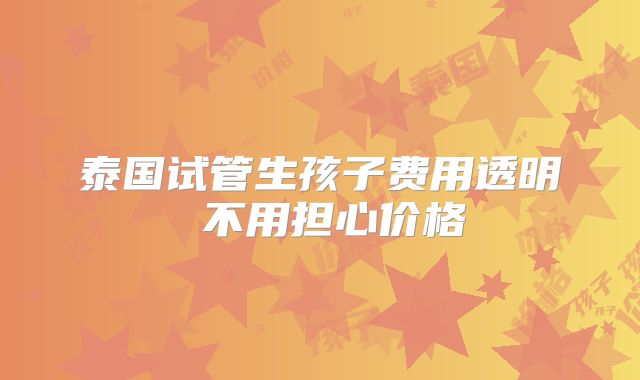 泰国试管生孩子费用透明 不用担心价格