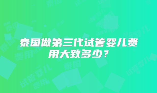 泰国做第三代试管婴儿费用大致多少？