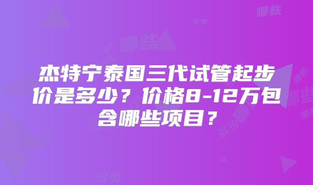 杰特宁泰国三代试管起步价是多少?价格8-12万包含哪些项目?