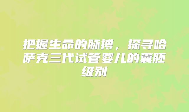 把握生命的脉搏，探寻哈萨克三代试管婴儿的囊胚级别