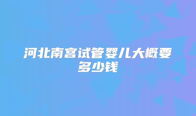 河北南宫试管婴儿大概要多少钱
