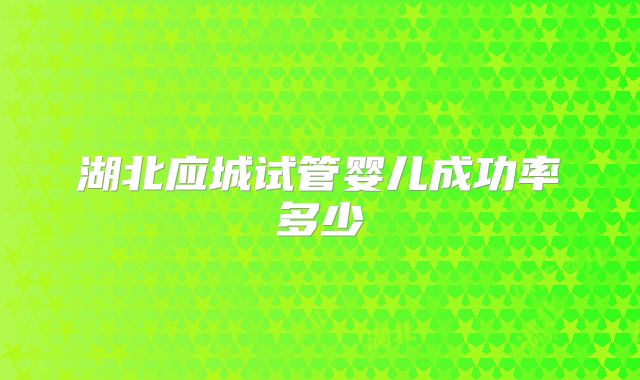 湖北应城试管婴儿成功率多少