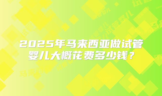 2025年马来西亚做试管婴儿大概花费多少钱?