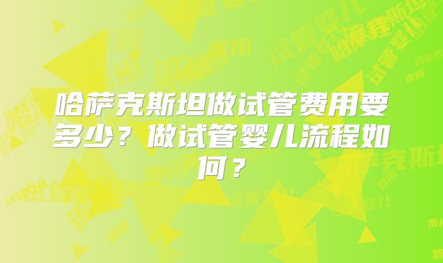 哈萨克斯坦做试管费用要多少？做试管婴儿流程如何？