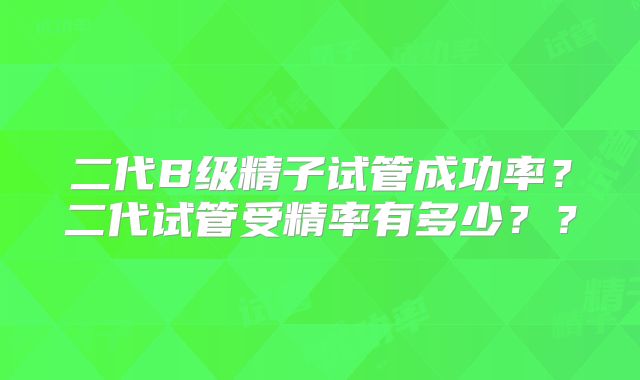 二代B级精子试管成功率？二代试管受精率有多少？？
