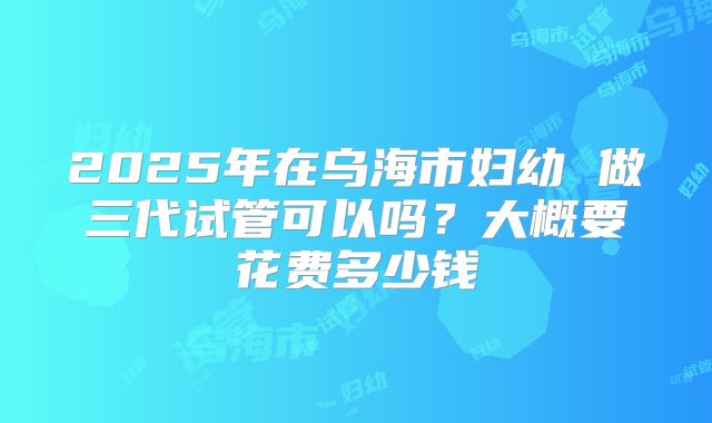 2025年在乌海市妇幼 做三代试管可以吗?大概要花费多少钱