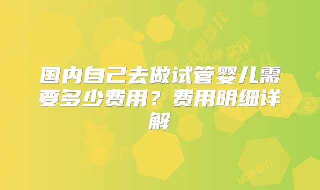 国内自己去做试管婴儿需要多少费用？费用明细详解