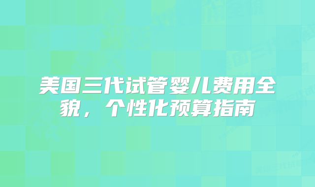 美国三代试管婴儿费用全貌，个性化预算指南