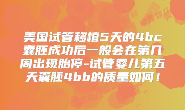 美国试管移植5天的4bc囊胚成功后一般会在第几周出现胎停-试管婴儿第五天囊胚4bb的质量如何！