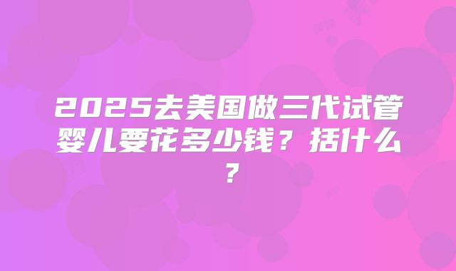 2025去美国做三代试管婴儿要花多少钱？括什么？