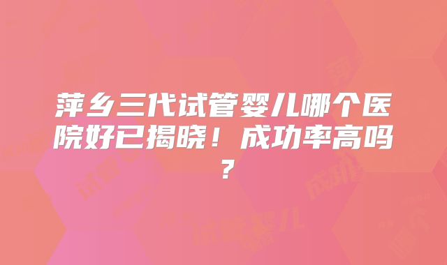 萍乡三代试管婴儿哪个医院好已揭晓！成功率高吗？