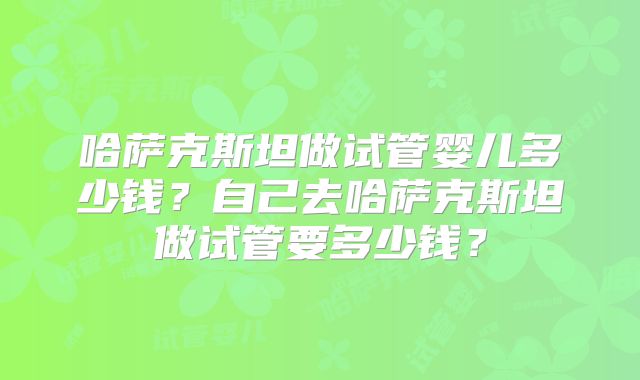 哈萨克斯坦做试管婴儿多少钱？自己去哈萨克斯坦做试管要多少钱？