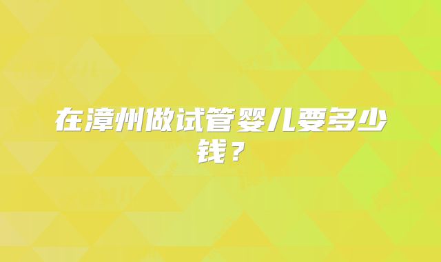 在漳州做试管婴儿要多少钱？