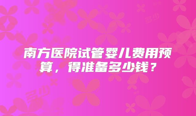 南方医院试管婴儿费用预算,得准备多少钱?