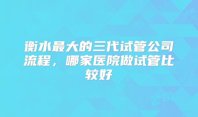 衡水最大的三代试管公司流程，哪家医院做试管比较好