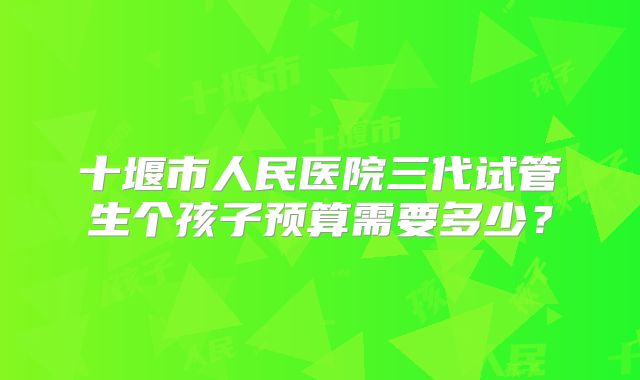 十堰市人民医院三代试管生个孩子预算需要多少？
