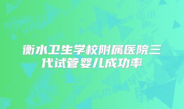 衡水卫生学校附属医院三代试管婴儿成功率