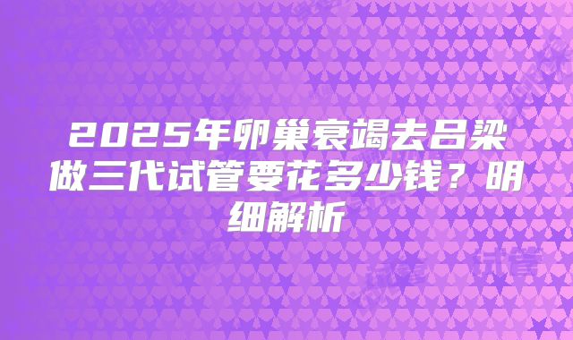 2025年卵巢衰竭去吕梁做三代试管要花多少钱？明细解析