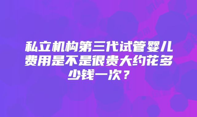私立机构第三代试管婴儿费用是不是很贵大约花多少钱一次？