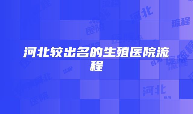 河北较出名的生殖医院流程