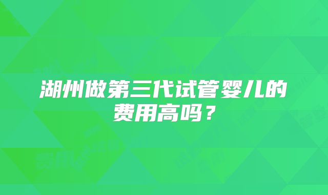 湖州做第三代试管婴儿的费用高吗？