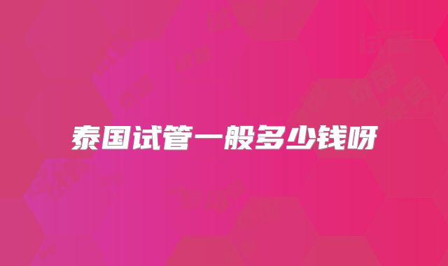 泰国试管一般多少钱呀