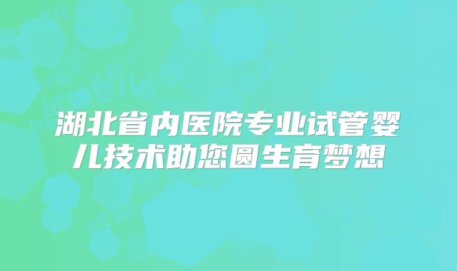 湖北省内医院专业试管婴儿技术助您圆生育梦想