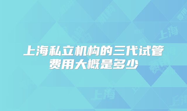 上海私立机构的三代试管费用大概是多少