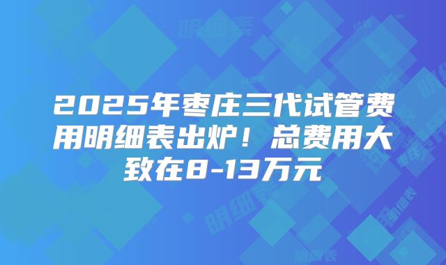 2025年枣庄三代试管费用明细表出炉!总费用大致在8-13万元