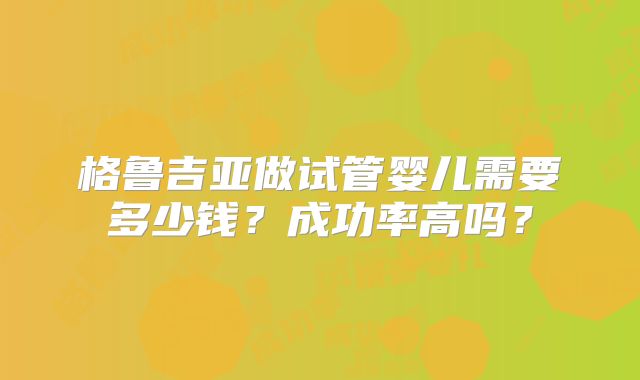 格鲁吉亚做试管婴儿需要多少钱？成功率高吗？