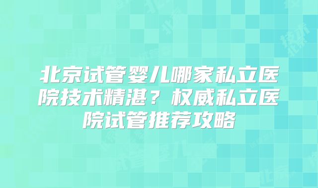 北京试管婴儿哪家私立医院技术精湛？权威私立医院试管推荐攻略