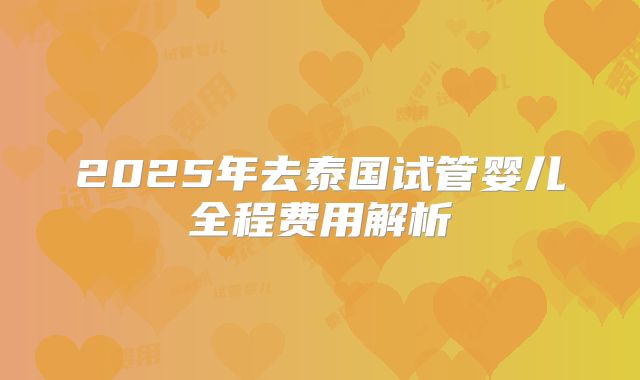 2025年去泰国试管婴儿全程费用解析