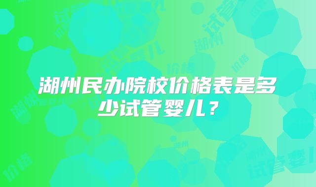 湖州民办院校价格表是多少试管婴儿？