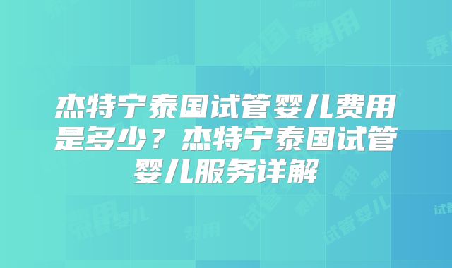杰特宁泰国试管婴儿费用是多少？杰特宁泰国试管婴儿服务详解