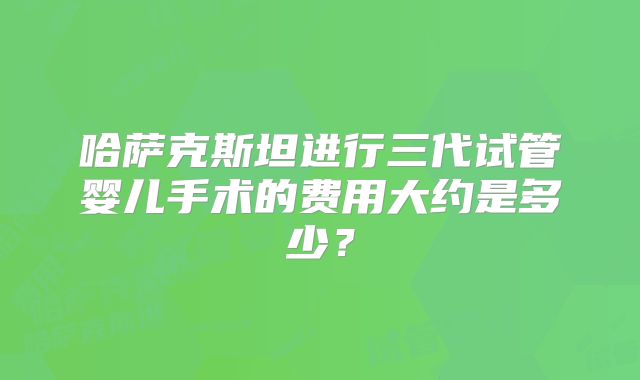 哈萨克斯坦进行三代试管婴儿手术的费用大约是多少?
