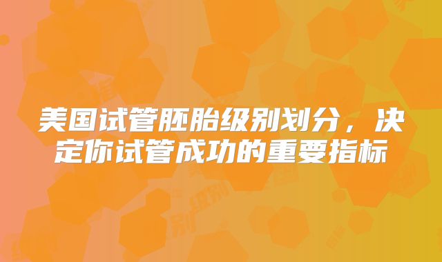 美国试管胚胎级别划分,决定你试管成功的重要指标