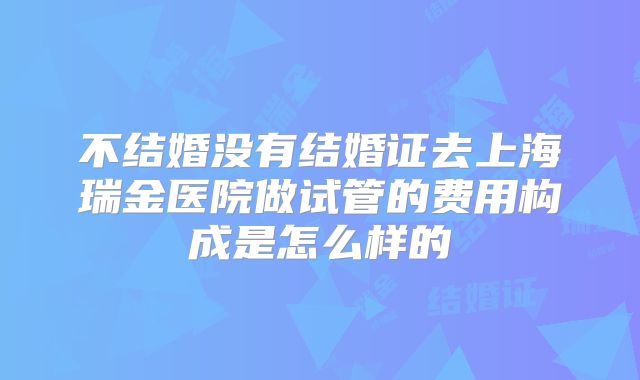 不结婚没有结婚证去上海瑞金医院做试管的费用构成是怎么样的
