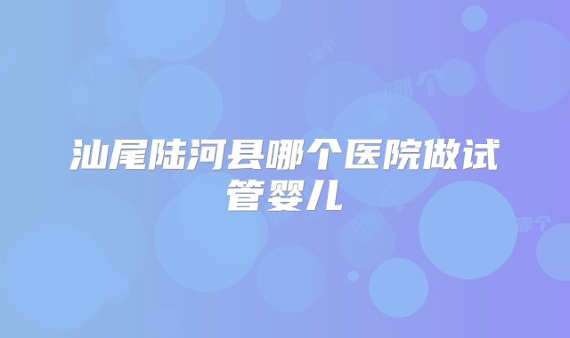 汕尾陆河县哪个医院做试管婴儿