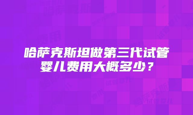 哈萨克斯坦做第三代试管婴儿费用大概多少？