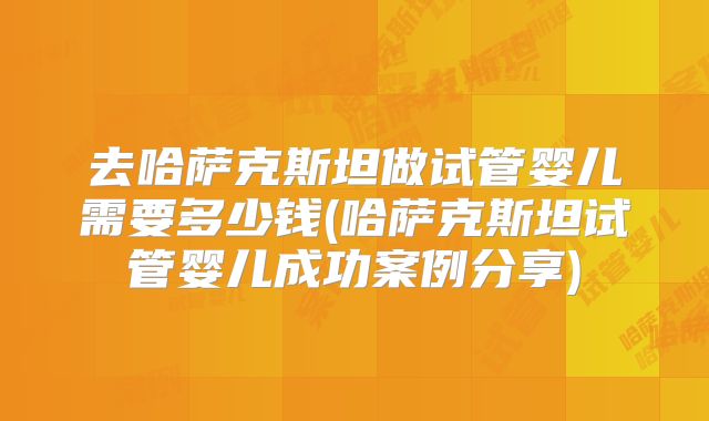 去哈萨克斯坦做试管婴儿需要多少钱(哈萨克斯坦试管婴儿成功案例分享)