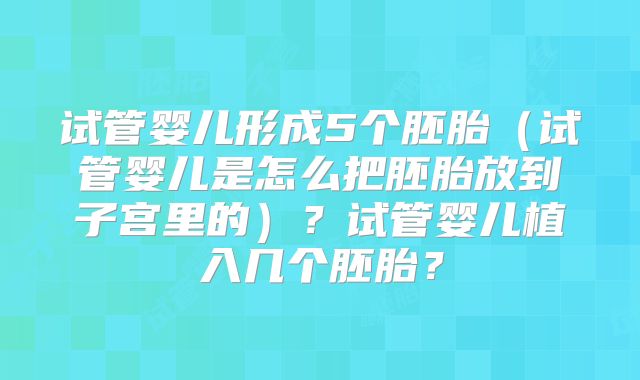 试管婴儿形成5个胚胎（试管婴儿是怎么把胚胎放到子宫里的）？试管婴儿植入几个胚胎？