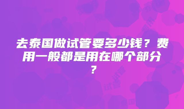 去泰国做试管要多少钱？费用一般都是用在哪个部分？