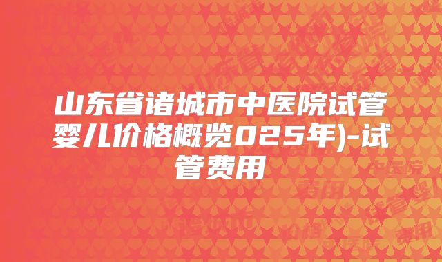 山东省诸城市中医院试管婴儿价格概览025年)-试管费用