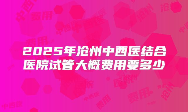 2025年沧州中西医结合医院试管大概费用要多少