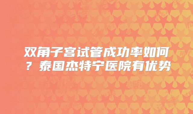 双角子宫试管成功率如何?泰国杰特宁医院有优势